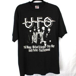 VTG UFO Band 'Return Tour' Single Stitch Sleeve & Hem Black T-shirt Size XL USA
